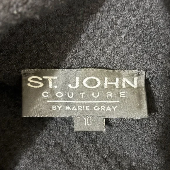 Vintage St John Couture Santana Knit Jacket M Black Ivory Trim Button Blazer - Picture 10 of 12
